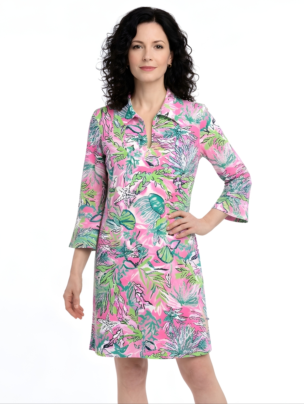 Banana Boat St Raphael Pink & Green Sea Life Print Sun Dress Size M